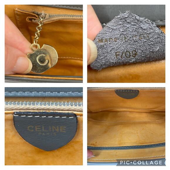 Celine Vintage Gray Leather Crossbody Bag Purse WOC Wallet on Chain Mini Clutch - Picture 10 of 12